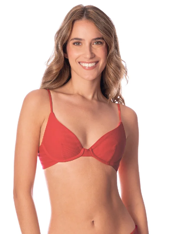 Maaji Red Camelia Dainty Unmolded Underwire Bikini Top