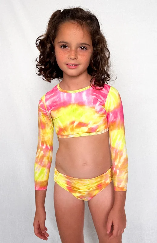 Keiki Paradiso Sunrise Swirl Long Sleeve Cropped Top