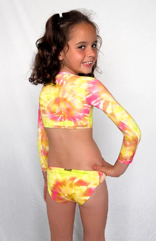 Keiki Paradiso Sunrise Swirl Long Sleeve Cropped Top