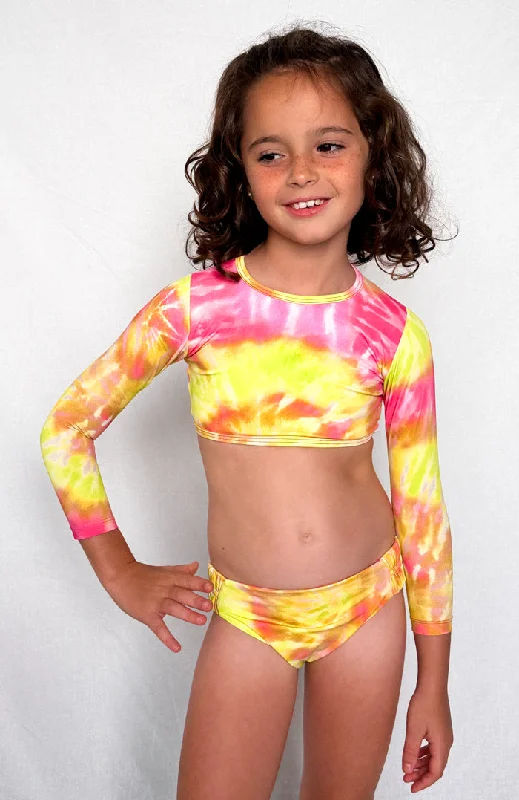 Keiki Paradiso Sunrise Swirl Long Sleeve Cropped Top