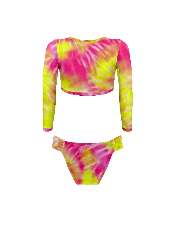 Keiki Paradiso Sunrise Swirl Long Sleeve Cropped Top