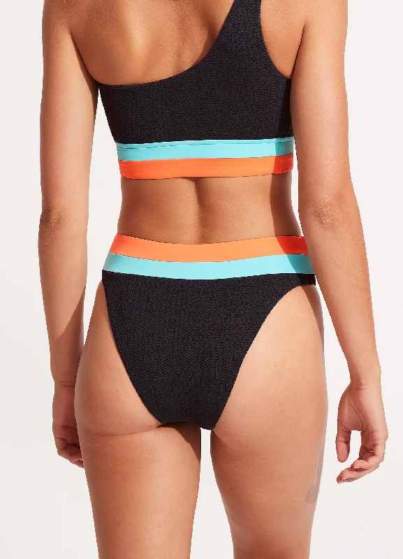 Slice Of Splice High Waisted Bikini Bottom - Black