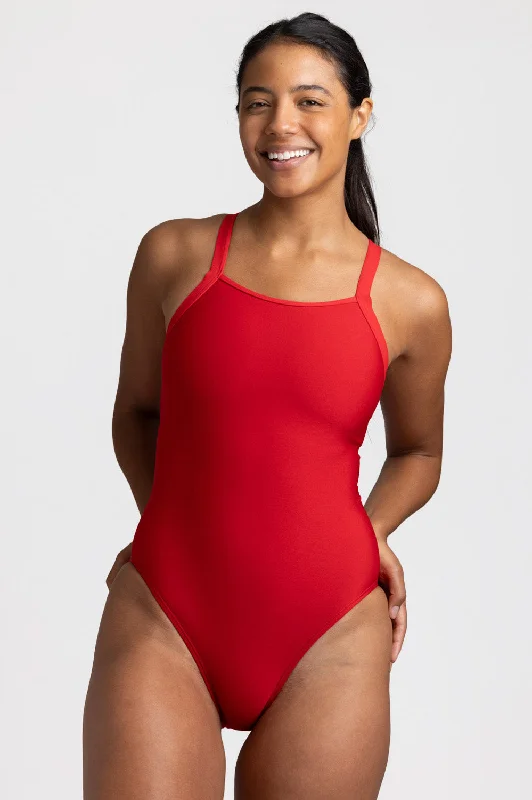 Caroline Swim Onesie - Red