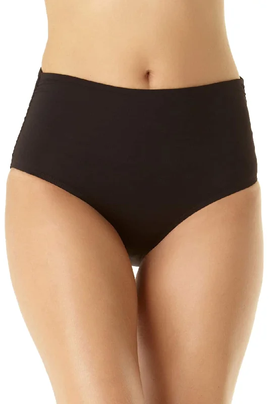 Anne Cole - Convertible High Waist Shirred Swim Bottom