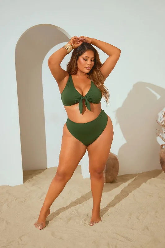 Beachy Summer Strappy 2 Piece Bikini - Olive