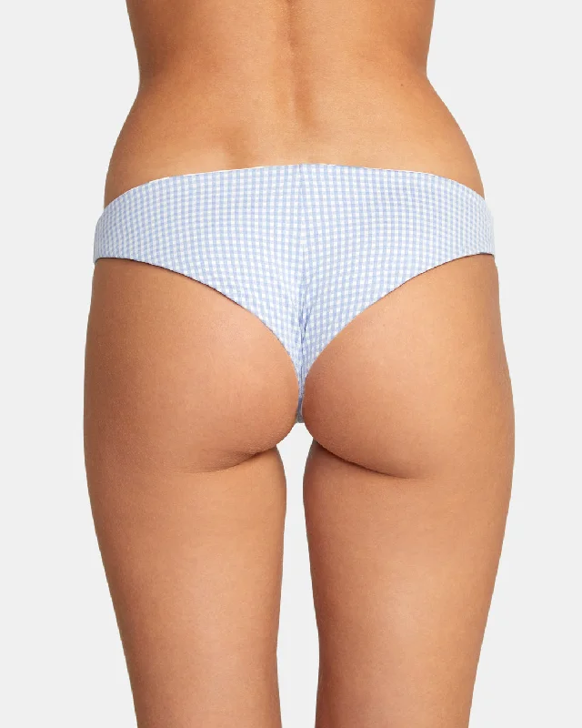 Gingham Reversible Cheeky Bikini Bottoms - Ash Blue