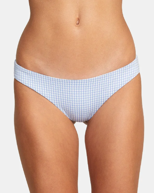 Gingham Reversible Cheeky Bikini Bottoms - Ash Blue