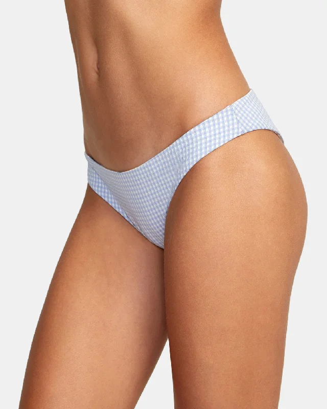 Gingham Reversible Cheeky Bikini Bottoms - Ash Blue