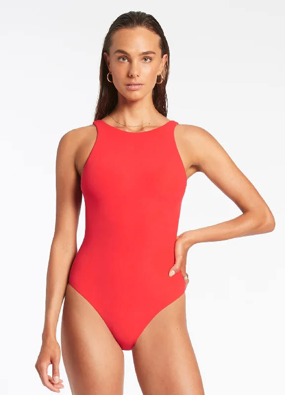 High Neck One Piece - Cherry