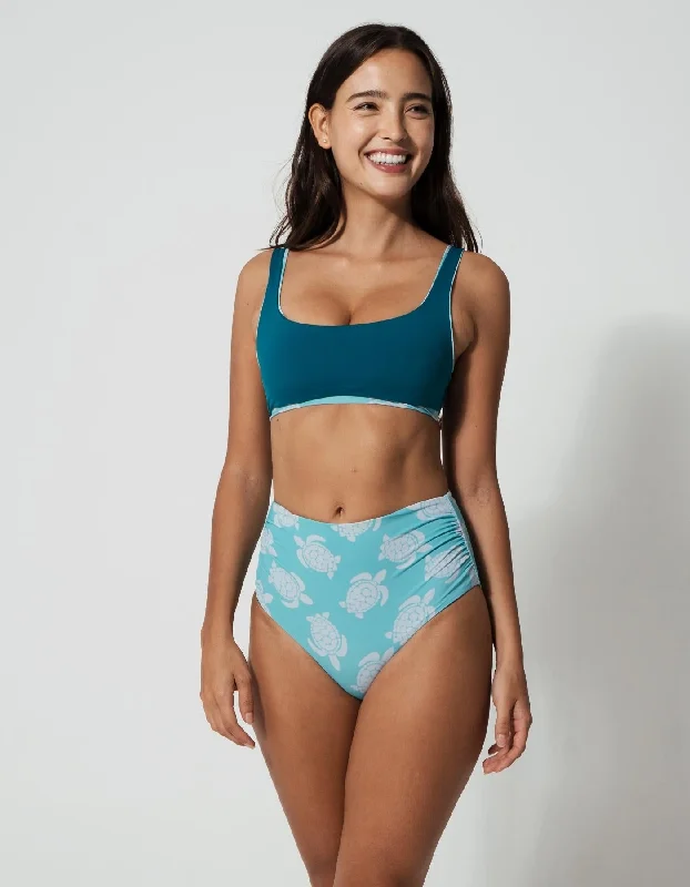 High Waist Maldives Blue Turtle Bikini Bottoms