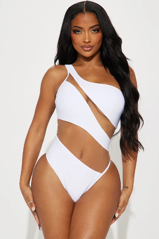 Island Hideout Cutout Mesh One Piece Swimsuit - White