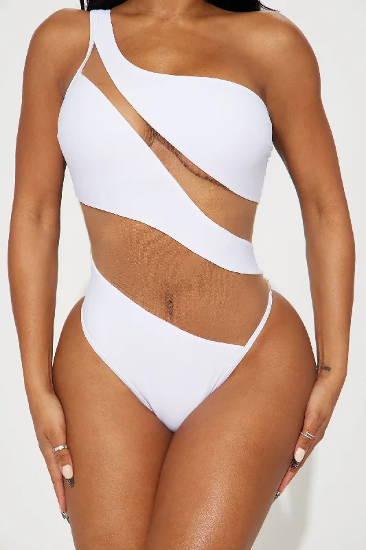 Island Hideout Cutout Mesh One Piece Swimsuit - White