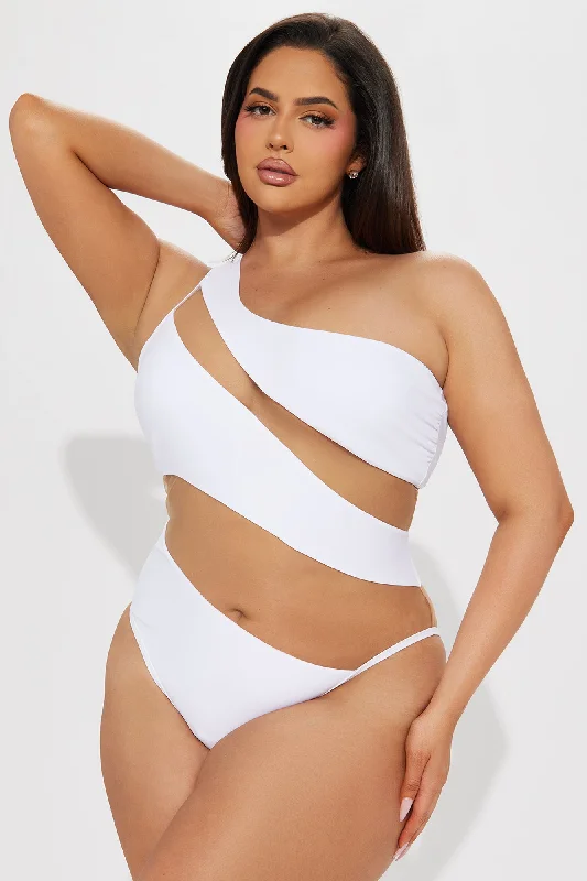 Island Hideout Cutout Mesh One Piece Swimsuit - White