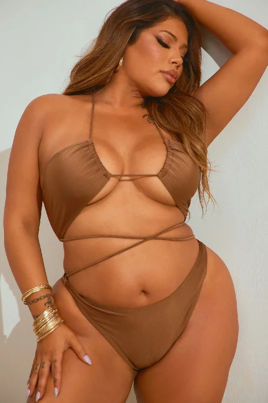 It's Time To Be Hot 2 Piece Bikini - Mocha