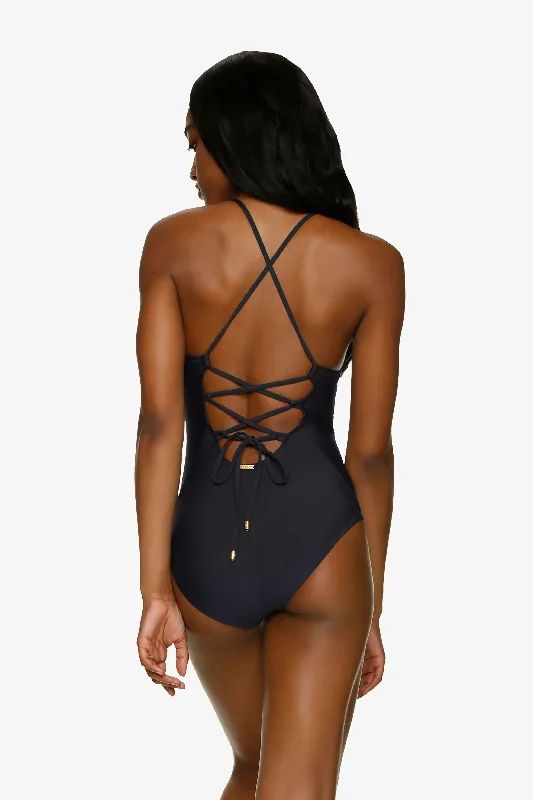 Lattice Back One-Piece  |  Black