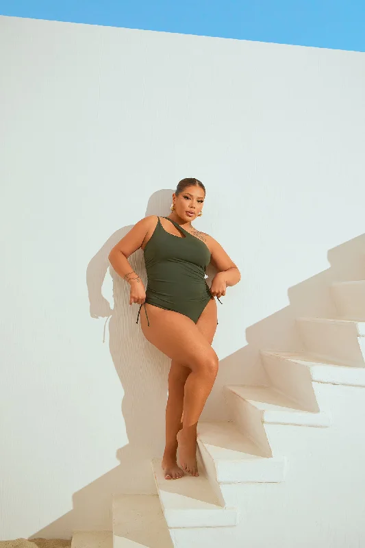 Mariah Ruched 1 Piece Swimsuit - Olive