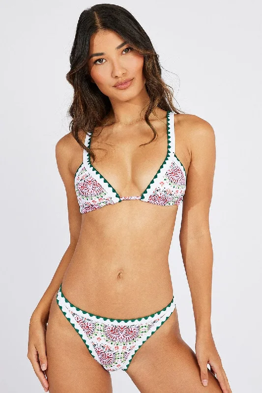 Multi Floral Triangle Bikini Set