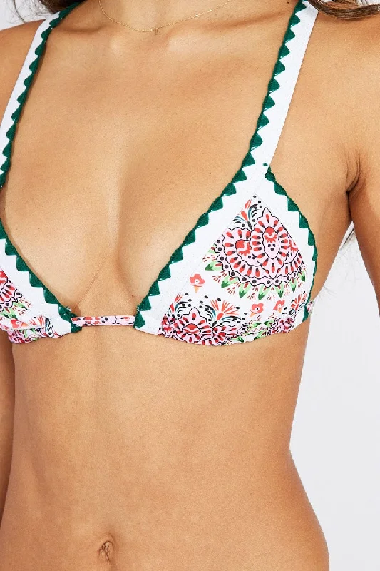 Multi Floral Triangle Bikini Set