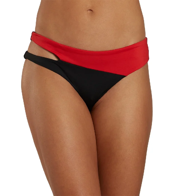 Nike Women's Swoosh Block Asymmetrical Bikini Bottom Black