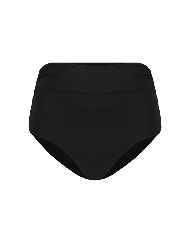 Nixie High Waisted Bikini Bottom | Black