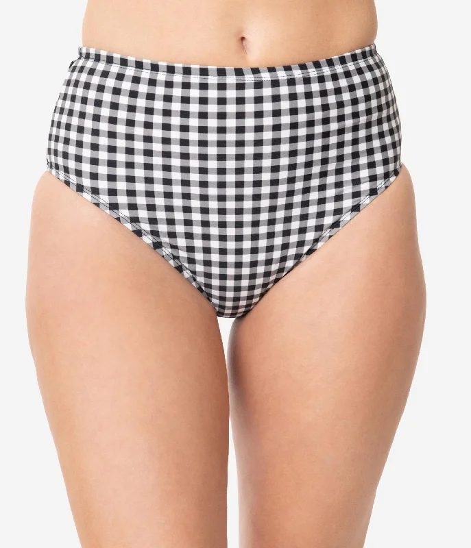 Pin-Up Style Black & White Gingham Swim Bottom