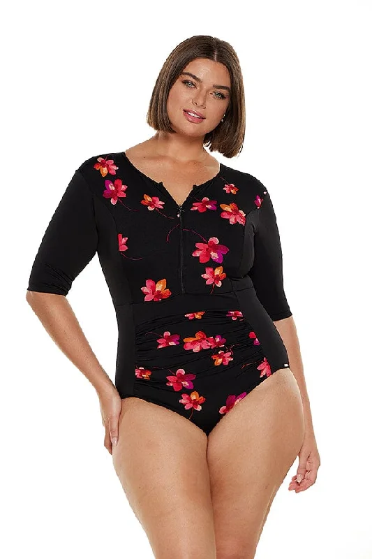 Pink Petals Chlorine Resistant Short Sleeve One Piece