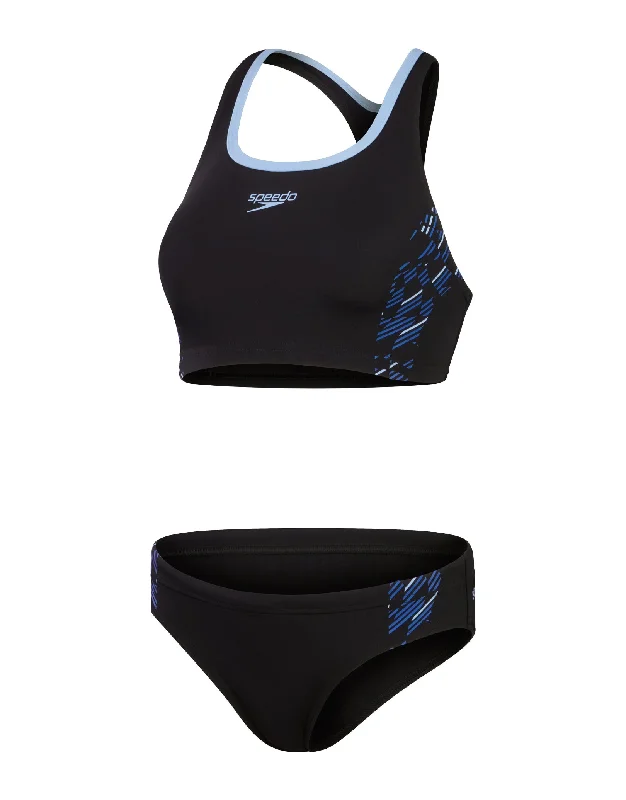 Placement Racerback 2 Piece Swimsuit - Black/Blue