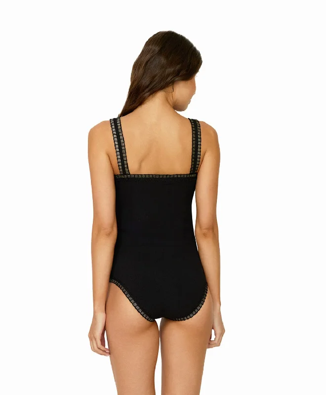 Platinum Black Gold Crochet-Trim One Piece