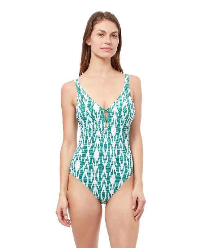 Profile By Gottex Iota Deep V-Neck One Piece Swimsuit