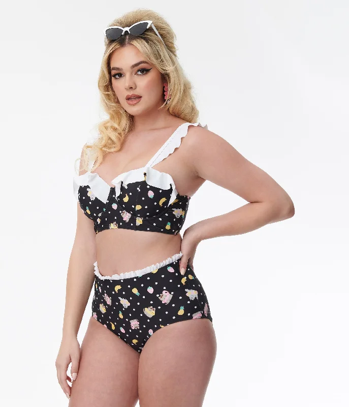 Pusheen x Unique Vintage Pool Time Cape May Swim Bottoms