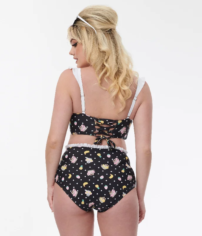 Pusheen x Unique Vintage Pool Time Cape May Swim Bottoms