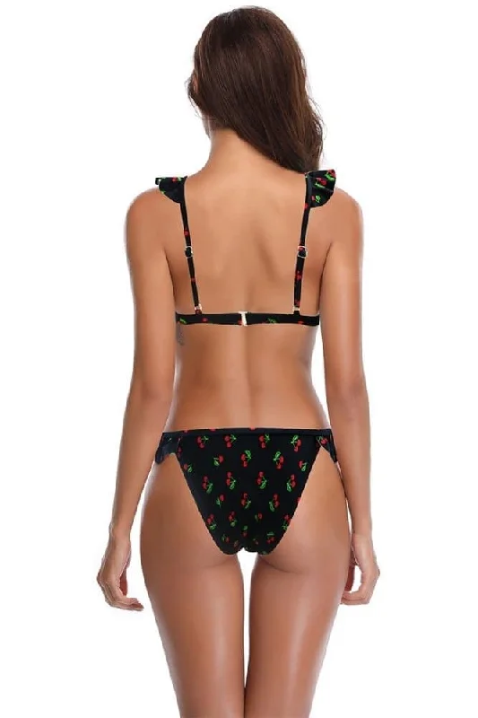 Ruffles Flounce Printing Low Waisted Bikini