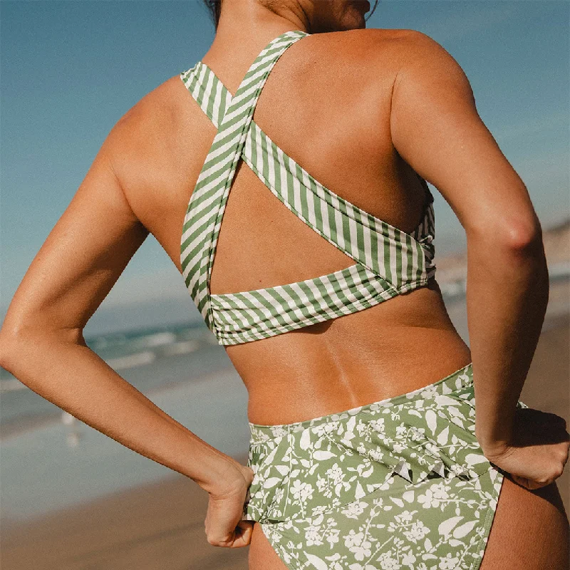 Sage Stripe Top Knot