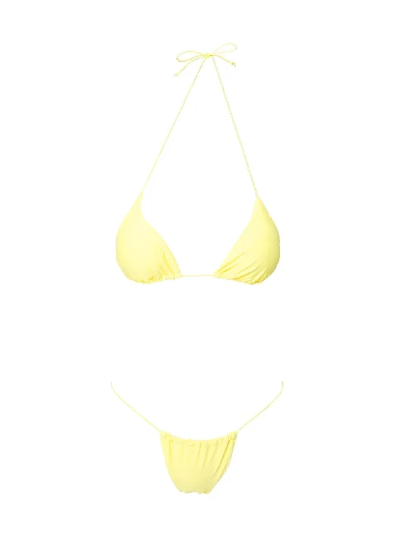 Selbie String Ruched Bikini Bottoms Yellow