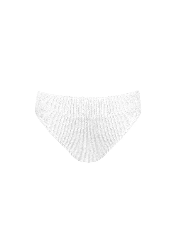 Ocean Mystery Sporty High Waist Bikini Bottom - White