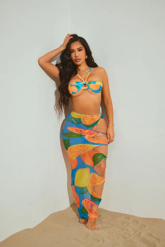 Summer Spritz 3 Piece Bikini Skirt Set - Teal/combo