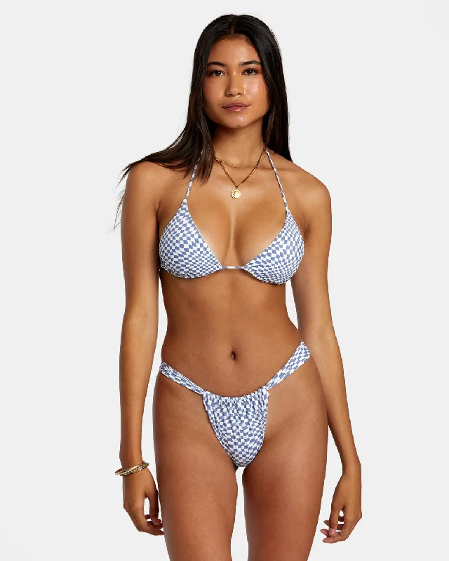 Swerve Check Triangle Bikini Top - Coast