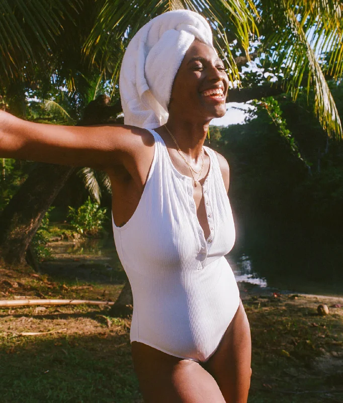 The Malibu One Piece - Ribbed - White - Long Torso