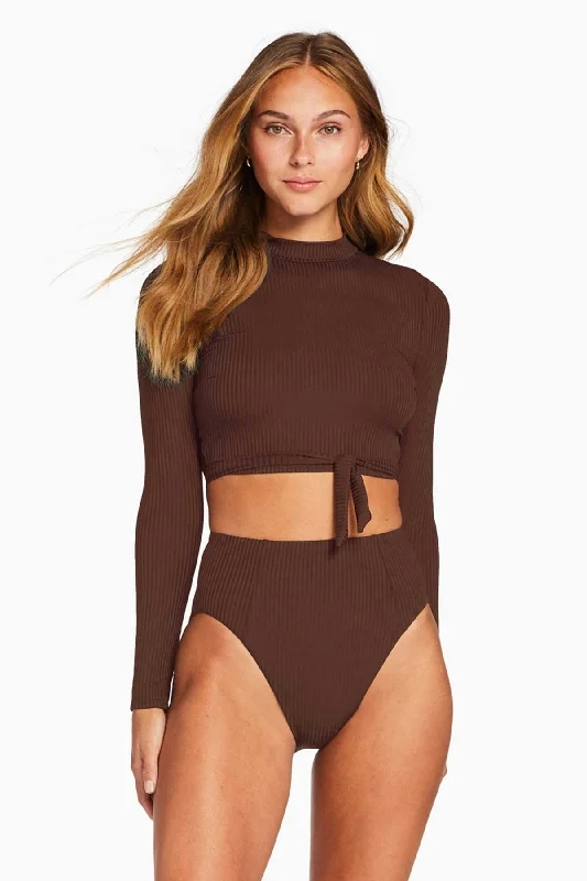 Sienna High Waist Full Cut Bottom - Chocolate EcoRib