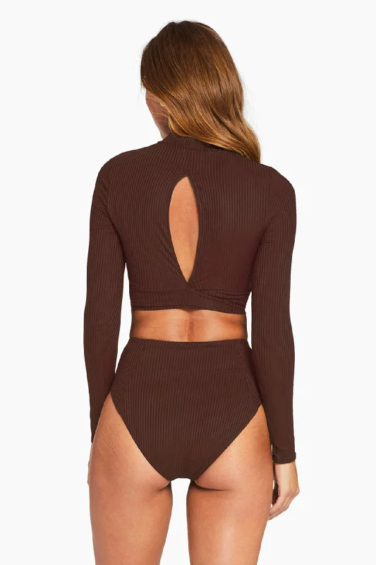 Sienna High Waist Full Cut Bottom - Chocolate EcoRib