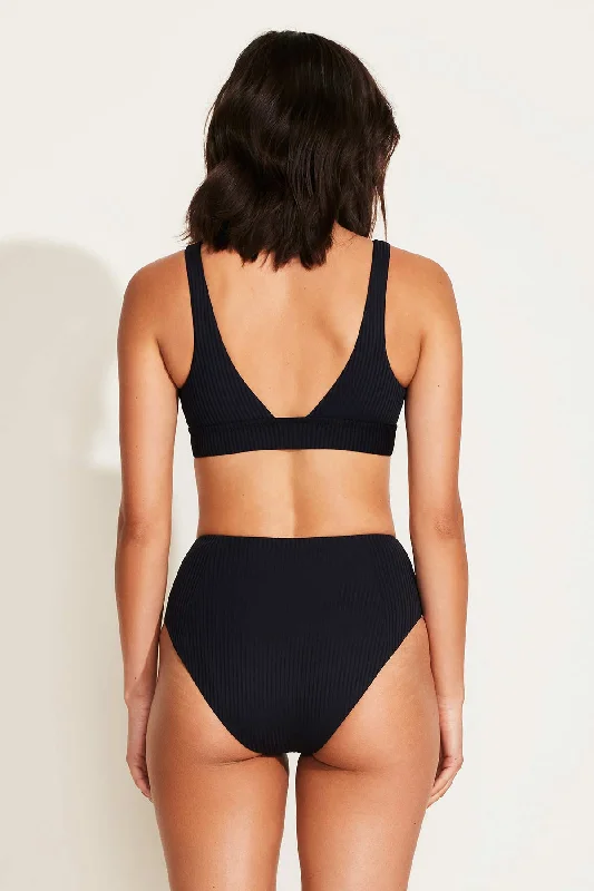 Sienna High Waist Full Cut Bottom - Black EcoRib