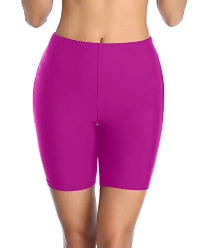 Women's High Waisted Swim Shorts Tummy Control & Long Board Shorts-Hot Pink