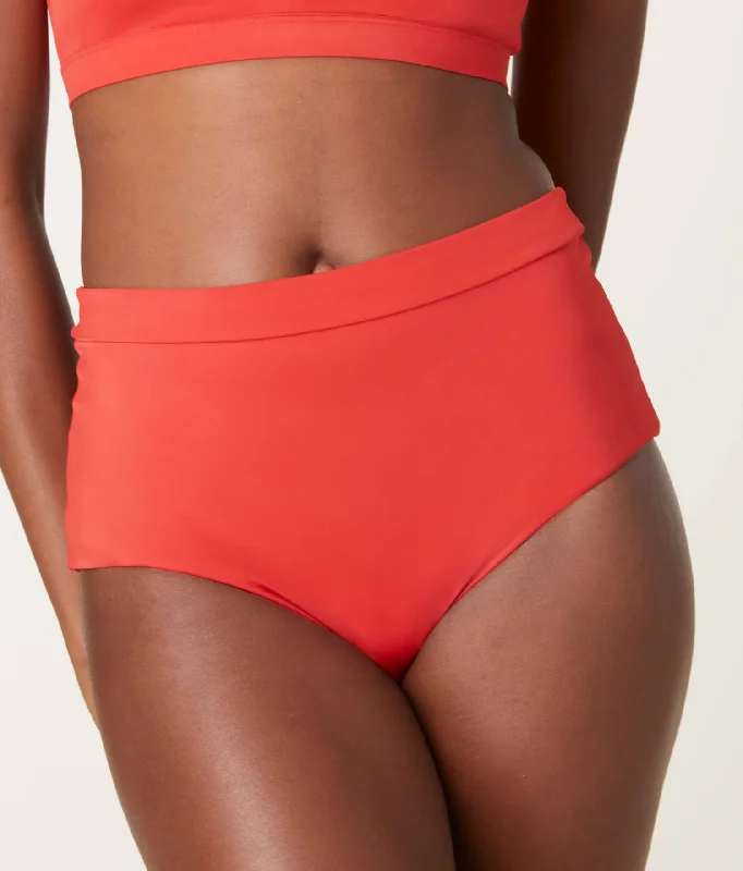 The Wide Band - High - Waisted Bottom - Eco Nylon - Chili Pepper