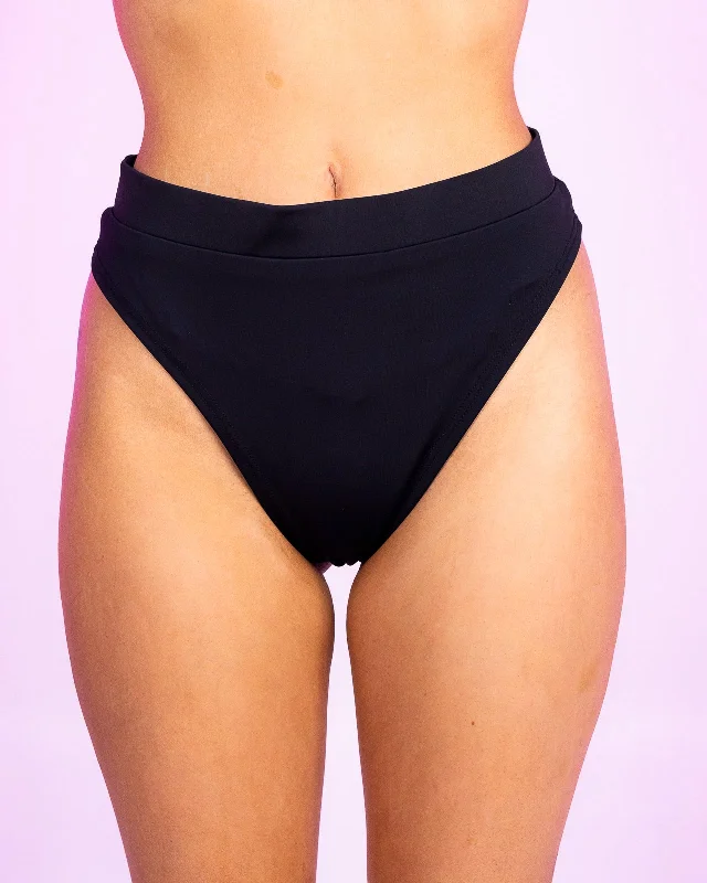 Black Cheeky High-Cut Bottoms