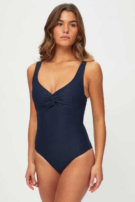 Navy V-Neck Twist Swimsuit