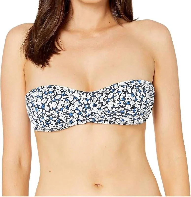 Ditzy Twist Bandeau Bikini Top In Navy