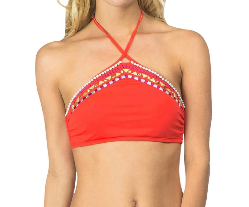 Embroidered Triangle Bikini Top In Bik Bright Eyed Girl