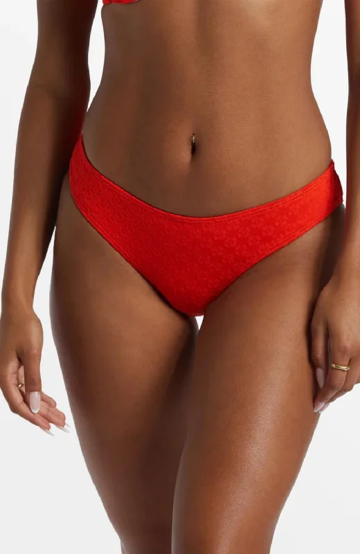 Good Vibes Bondi Bikini Bottom In Sunset Red