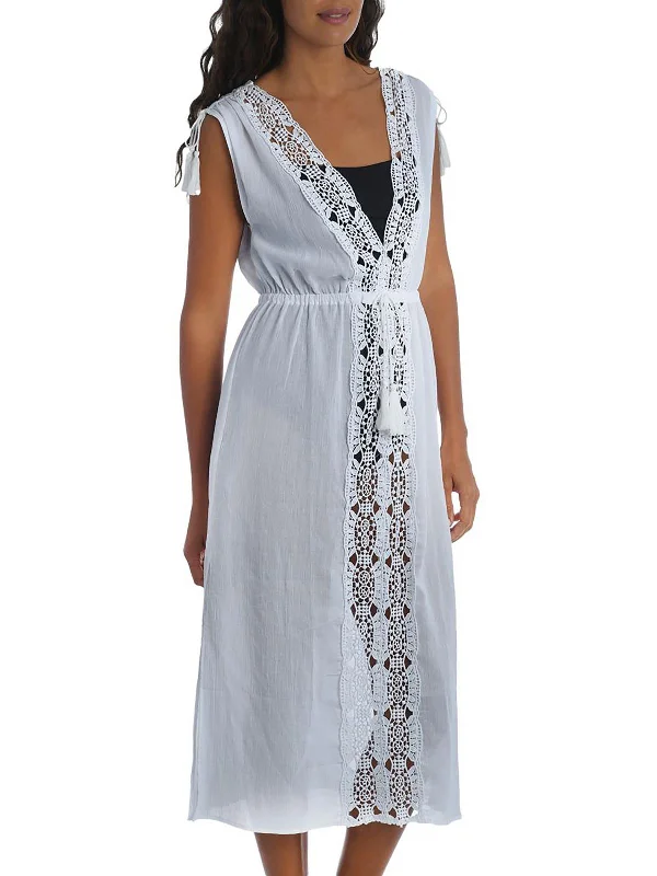 Island Fare Womens Gauze Lace Trim Cover-Up