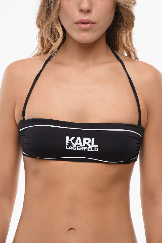 Karl Lagerfeld Bandeau Bikini Top with Printed Contrasting Details